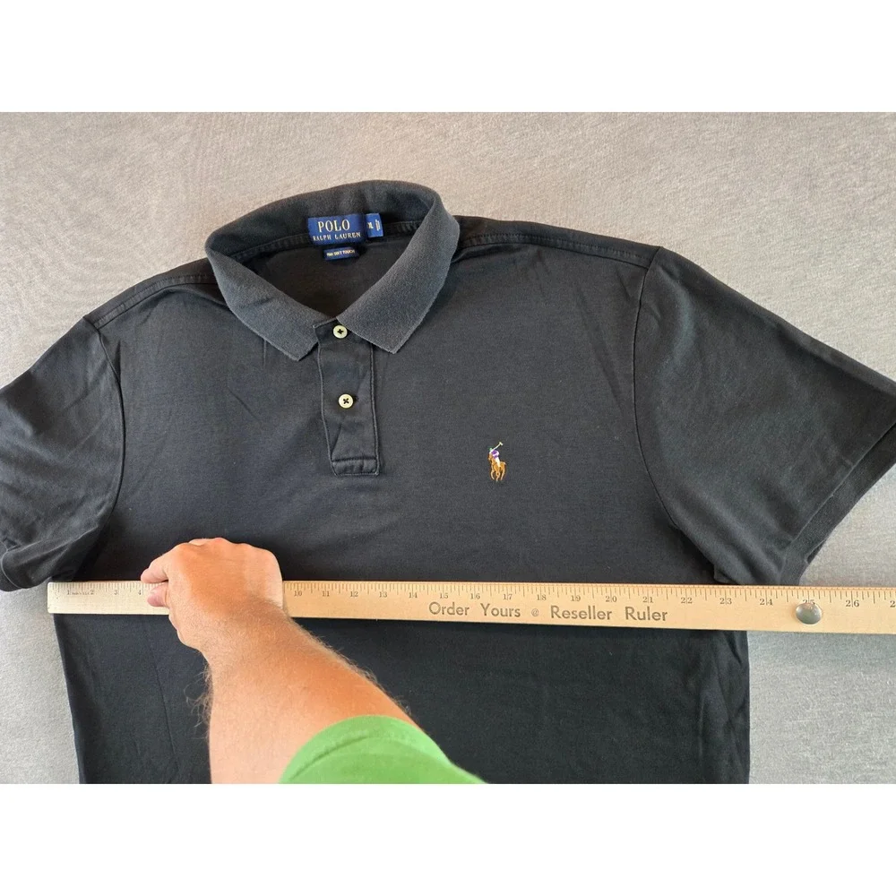 Polo Ralph Lauren Polo Shirt Mens XL Black Pima Soft Touch Short Sleeve Pony